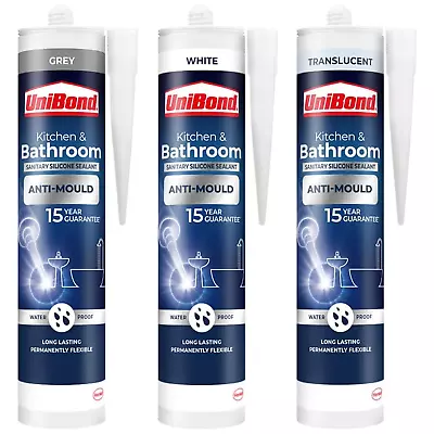 UniBond Anti-Mould Waterproof Protection Kitchen & Bathroom Sealant 274g • £22.19