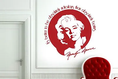 Marilyn Monroe Be Ridiculous Than Boring Portrait Wall Stickers Vinyl Art Decals • £1.19