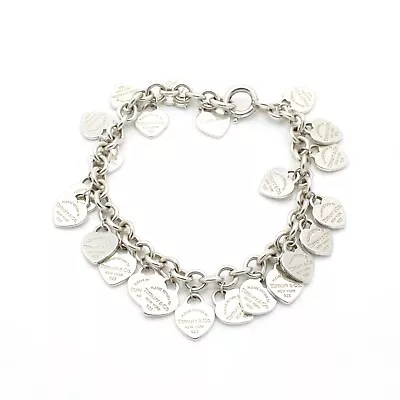 Tiffany & Co Sterling Silver 'Return To Tiffany' Multi-heart Bracelet #S972-8 • $31.86