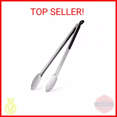 Grill Tongs 17 Inch Extra Long BBQ Tongs Premium Stainless Steel Metal Tongs F • $10.05