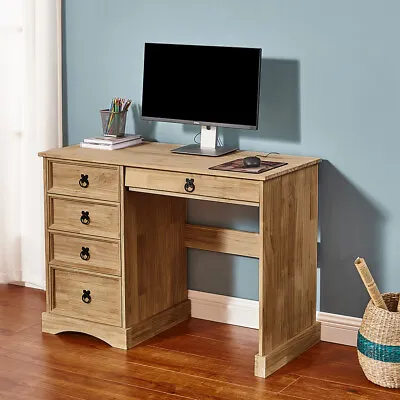 Corona 4 Drawer Dressing Table Desk Solid Mexican Pine Computer Study Table • £106.99