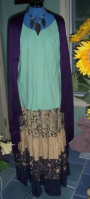 “Plumado” Frida Kahlo Outfit Tiered Skirt Peasant Top Shawl Jewelry Hair Flower • $30