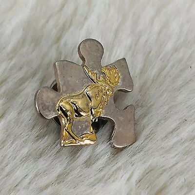 Order Of The Moose Lodge Silver Tone Puzzle Piece Member Lapel Pin • $5.99