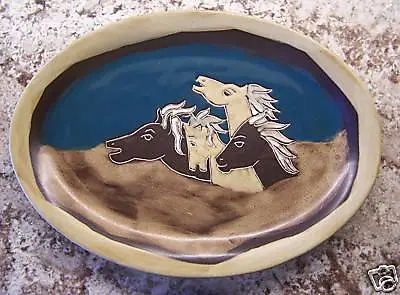 Horse Platter Mara Stoneware Southwestern Horses 13  Oval Platter • $41.99