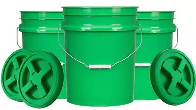 Food Grade Plastic 5 Gallon Buckets Pails With Screw On Lid -BPA Free ( 3 Pack) • $59.77