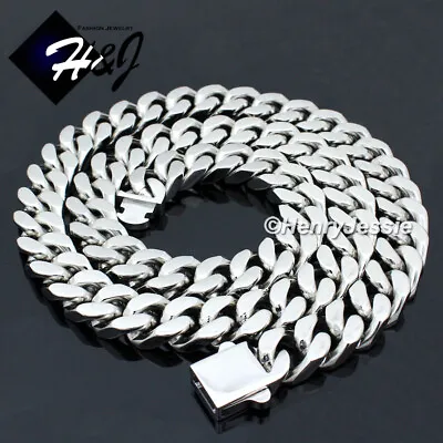 16 MEN WOMEN Stainless Steel 10mm Silver Miami Cuban Curb Chain Choker Necklace • $34.99