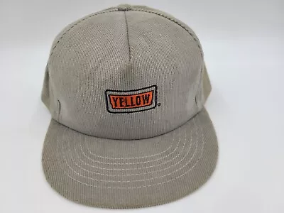 Vintage Yellow Brand Freight Trucking Company Corudroy Snapback Hat Cap *FLAWS* • $7.49