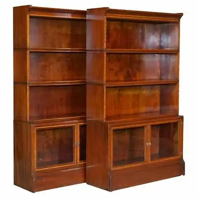 Antique Pair Of William Baker Co Mahogany Satinwood & Walnut Legal Bookcases • $4354.88