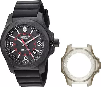 NEW VICTORINOX I.N.O.X. Men's 241777 Black Carbon Quartz Dive Watch MSRP $925 • $325