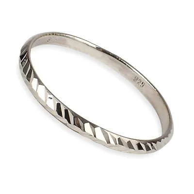 £5.99 • Buy   NEW Sterling Silver  Diamond Cut 2mm  Band  Ring  In Sizes G-Z/20 Sizes 