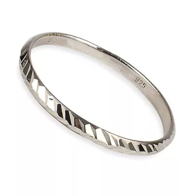   NEW Sterling Silver  Diamond Cut 2mm  Band  Ring  In Sizes G-Z/20 Sizes  • £5.99