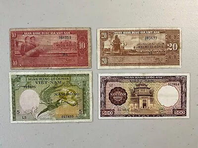 Lot Of 4 South Vietnam Bank Notes. • $5.25