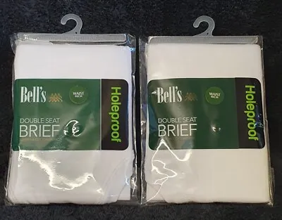 🔶️2x BELL'S HOLEPROOF DOUBLE SEAT BRIEFS WHITE SIZE 18 90cm M1788 UNDERWEAR  • $39.99