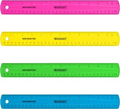 Westcott Shatterproof Ruler Assorted Translucent Colors 12  • $2.73