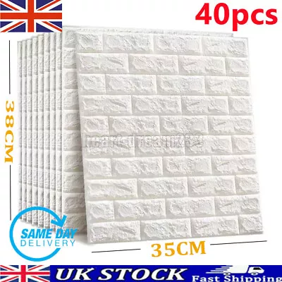 40Pcs Self Adhesive 3D Tile Foam Stick Wall Paper Brick Wall Sticky Wallpaper UK • £15.79