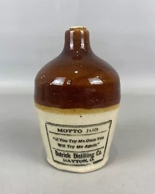 Antique  DETRICK DISTILLING  Miniature Advertising Stoneware Pottery Jug • $49.99