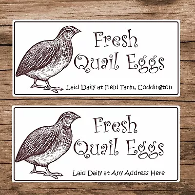 34 Personalised Egg Box Stickers/Labels Fresh Quail  Eggs Any Address Added • £2.99