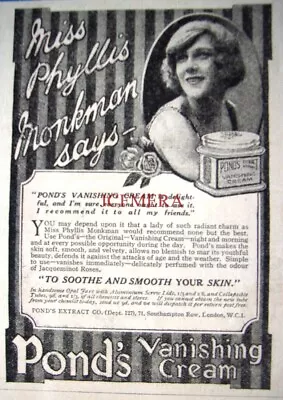 'POND'S' Vanishing Cream Advert Phyllis Monkman : Small Antique 1921 Print • £2.47