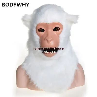 White Monkey Mascot Costume Can Move Mouth Head Suit Halloween Outfit Cosplay • $181.12