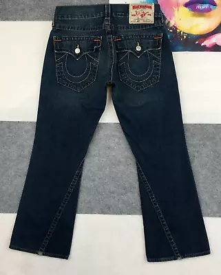 True Religion Mens Jeans Size 30x28 Joey Bootcut Low Rise Flare Bottom Blue • $49.95