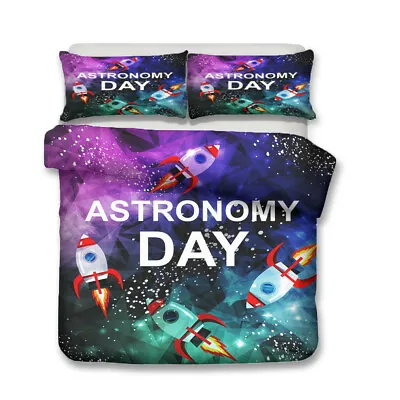 $18.98 • Buy 3D Space Galaxy Bedding Set Solar System Planets Quilt Cover Set Boys Girls Gift