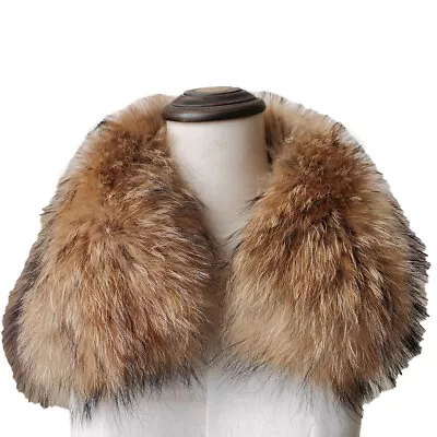 Real Raccoon Fur Collar Scarf Shawl For Coat Jacket Smooth Natural Brown • $21.24
