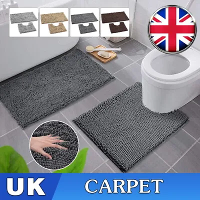 £7.99 • Buy 2 Piece Loop Bath Mat Ultra Soft Bathroom Rug Anti Slip Toilet Rug Pedestal Set