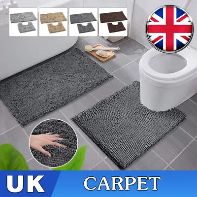 2 Piece Loop Bath Mat Ultra Soft Bathroom Rug Anti Slip Toilet Rug Pedestal Set • £7.99