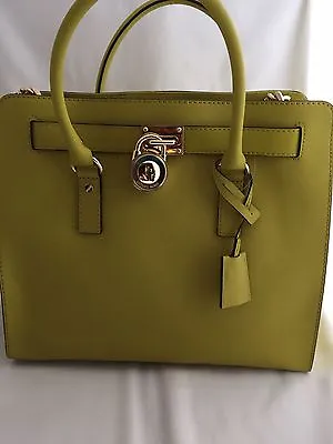 🎗NWT MICHAEL KORS Hamilton Leather Large Tote Green Apple Saffiano Leather🎗 • $269