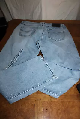 Men's HARLEY DAVIDSON MOTORCYCLE BUTTON FRONT Jeans 34x32 DISTRESSED BLUE DENIM • $0.99