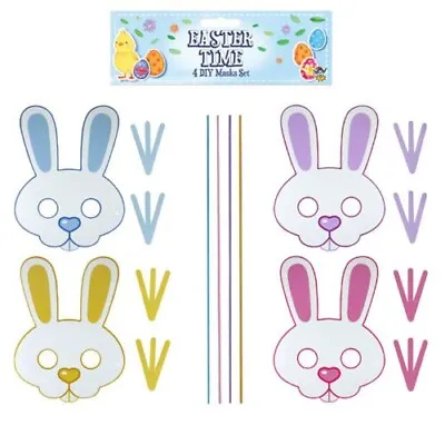 Easter DIY Bunny Rabbit Masks - Pack Of 4 - Arts & Craft Mask Set - Free P & P • £1.95