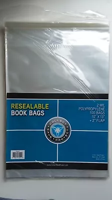 CSP Resealable Book Bags 2 Mil Protectors 100ct NIP 10 X13  W/2  Flap Literature • $9