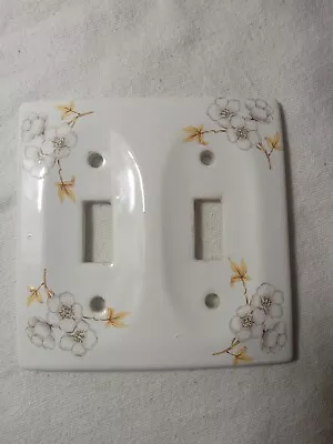 Vintage Ceramic Porcelain DOUBLE Light Switch Plate Cover Flowers (669) • $10.99