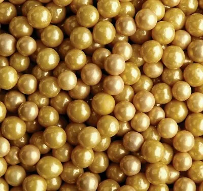 Edible Sugar Pearls Sprinkles Ball Gold 4mm Cupcake Topper Decoration • £2.89