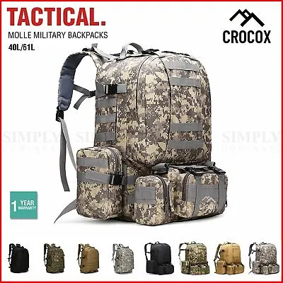 $47.99 • Buy Crocox MOLLE Tactical Backpack Bag Military Pouches Rucksack Canvas Army Hiking