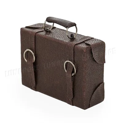 1:12 Leather Suitcase Wooden Box Vintage Briefcase Miniature Dollhouse Toy Decor • $6.39