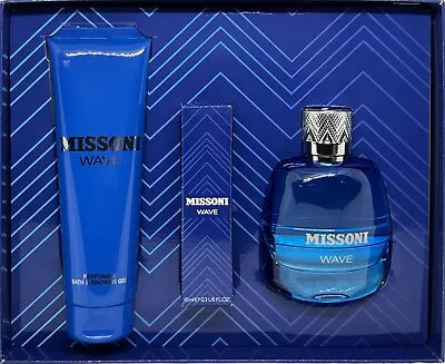 MISSONI WAVE 3 PCS GIFT SET FOR MEN EDT 3.4 Oz PEN SHOWER GEL BRAND NEW! • $58.99