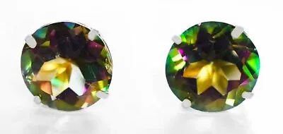 MYSTIC TOPAZ  8.46 Cts STUD EARRINGS 14K WHITE GOLD - New With Tag • $0.99