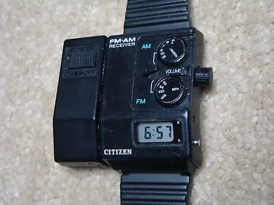 Vintage CITIZEN D031 Am/fm Radio Wrist Watch Black Japan • $795