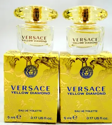 (2) VERSACE YELLOW DIAMOND Perfume For Women 0.17 Oz Eau De Toilette Mini Splash • $24.99