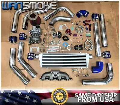 94-02 Honda Accord CL F22B F23A T3T4 .63 Turbo Kit Manifold Intercooler BOV BLUE • $664.99