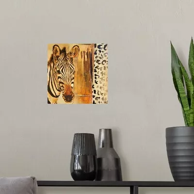 New Safari On Gold Square I Poster Art Print Zebra Home Decor • $29.99