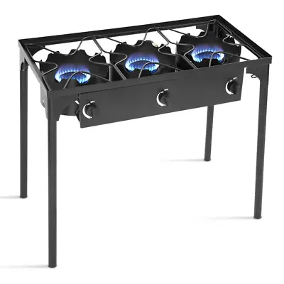 Goplus Portable Propane 225000-BTU 3 Burner Gas Cooker Outdoor Camp Stove BBQ • $166.37