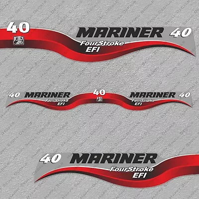 Mariner 40 Hp Four Stroke EFI Outboard Engine Decals Sticker Set Reproduction • $62.99