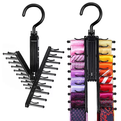 £6.58 • Buy 360 Degree Rotating Compact Rack Holder Adjustable Belt Scarf 20 Tie Home Hanger