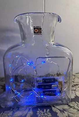 Vintage Blenko Glass Crystal Clear Water Carafe With Label And Lights • $30