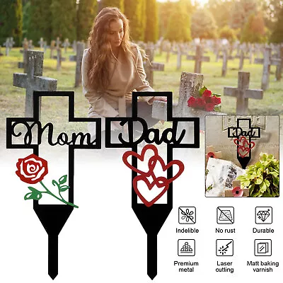 Metal Cross Yard Stake Decorative Cemetery Garden Stake For Mom Cnh • $14.09