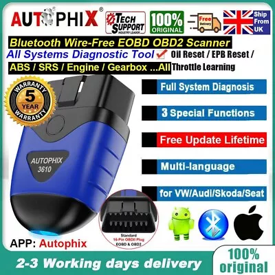 For VW Car ABS SRS OBD2 Scanner Code Reader Reset EPB All System Diagnostic Tool • £49