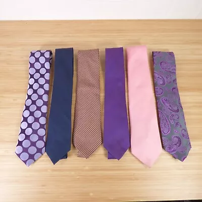 M&S Marks And Spencer Silk Ties Bundle X 6 100% Silk • £12.95