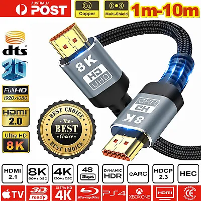 $5.99 • Buy Premium HDMI Cable V2.0 Ultra HD 4K 2160p 1080p 3D High Speed Ethernet HEC ARC
